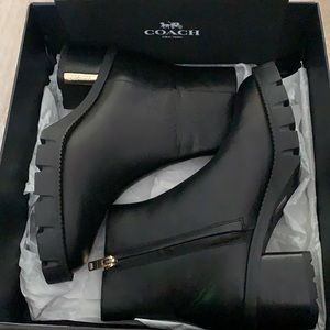 Black Leather Coach Boots Size 6.